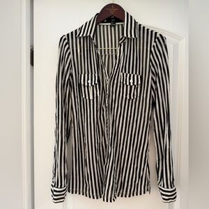 Striped Black and White Button-Up Shirt